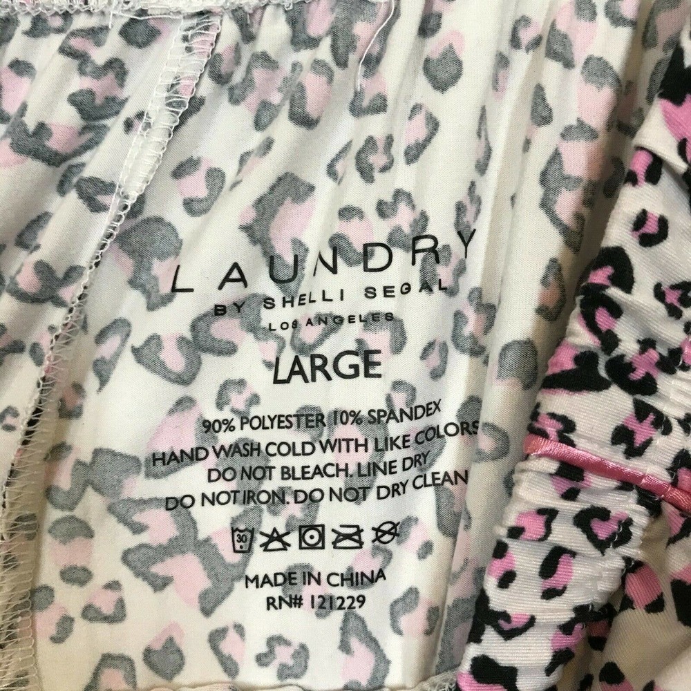 Laundry By Shelli Segal Womens Pink Leopard Straight Lounge Pajama Pants Large - Picture 7 of 7